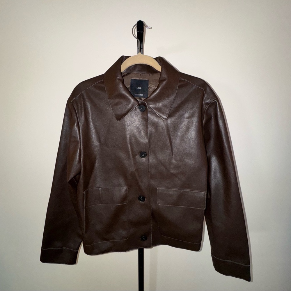 Mango Dark Brown Faux Leather Jacket - Picture 3 of 6